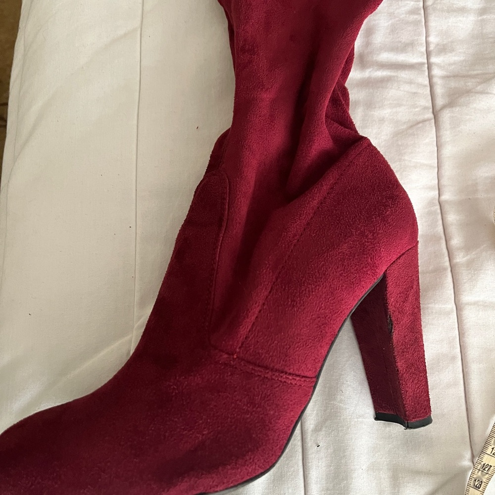 Tall microsuede wine boots